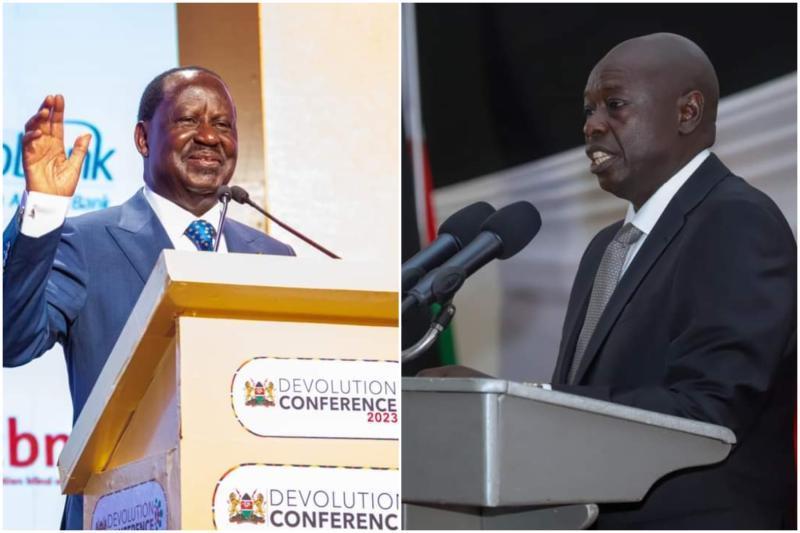 A composite image of Raila Odinga and Rigathi Gachagua.